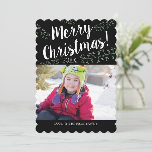 geschulpte kerstbessen feestdagenkaart (Staand voorkant)