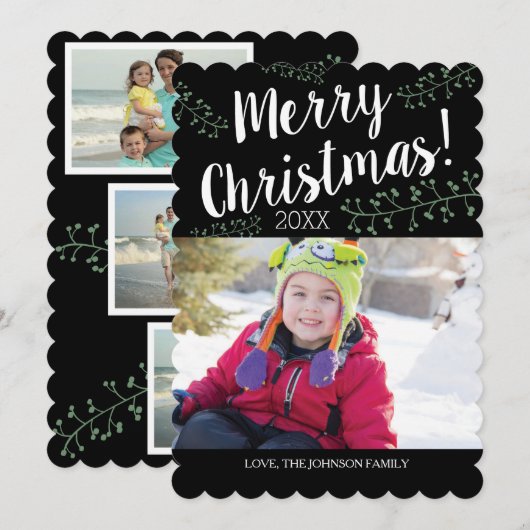 geschulpte kerstbessen feestdagenkaart (Voorkant / Achterkant)