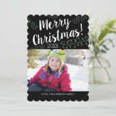 Geschulpte Kerstbessen Kinderen Foto Feestdagenkaart (Staand voorkant)