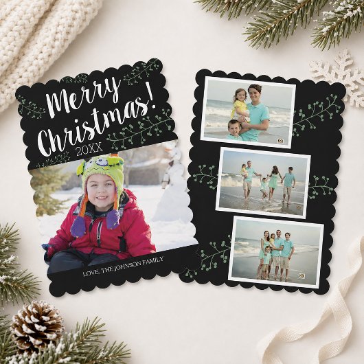 Geschulpte Kerstbessen Kinderen Foto Feestdagenkaart