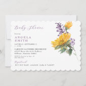 Geschulpte Lavendel Zonnebloem Bloemen Baby shower Kaart (Voorkant)
