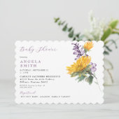 Geschulpte Lavendel Zonnebloem Bloemen Baby shower Kaart (Staand voorkant)