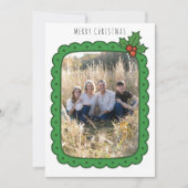 Geschulpte met de hand getekende hulst Kerst famil Feestdagenkaart (Voorkant)