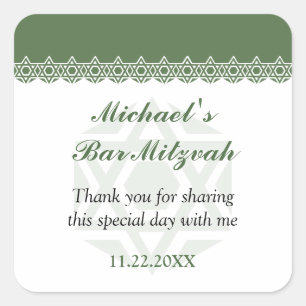 Geschulpte Olijfster van David Bar-Bat Mitzvah Vierkante Sticker