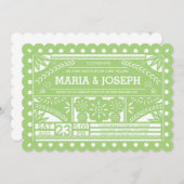 Geschulpte Papel Picado bruiloft uitnodigen - Groe Kaart (Voorkant / Achterkant)