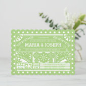 Geschulpte Papel Picado bruiloft uitnodigen - Groe Kaart (Staand voorkant)