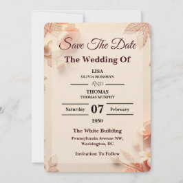 Geschulpte perzik pastelkleurige trouw-kaart 'Save Save The Date