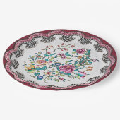 Geschulpte Roze Chinoiserie Bloemen Nepporselein Papieren Bordje (Gekanteld)