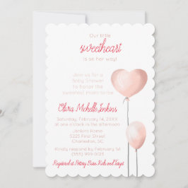 Geschulpte roze hartballon Baby shower Kaart