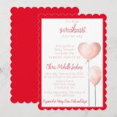 Geschulpte roze hartballon Baby shower Kaart (Voorkant / Achterkant)