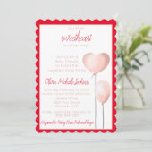 Geschulpte roze hartballon Baby shower Kaart (Staand voorkant)