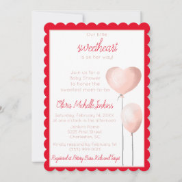 Geschulpte roze hartballon Baby shower Kaart