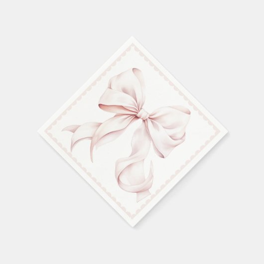 Geschulpte roze strik papieren servet (Hoek)