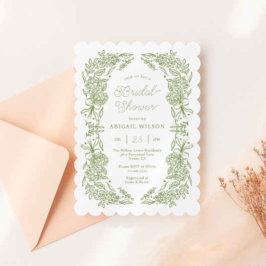 Geschulpte Saliegroene Hydrangea Bruidsmeisjesfees Kaart