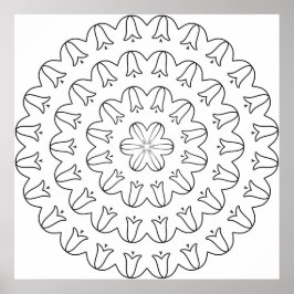 Geschulpte Tulp Ring Mandala met Zachte Bloemblaad Poster