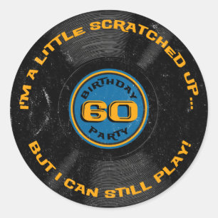 Gescratcheerd record 60e verjaardag ronde sticker