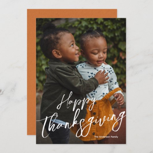 Gescripte foto Happy Thanksgiving Feestdagenkaart (Voorkant / Achterkant)