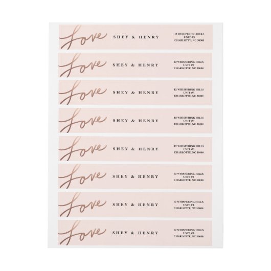 Gescripte liefde wrap rond retour adres label (Vel)