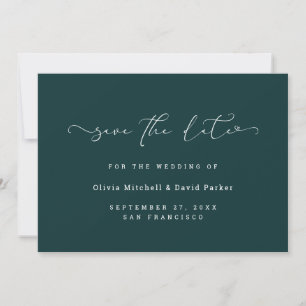 Gescriptte Hart   Elegante Donkere Rijke Teal Save The Date