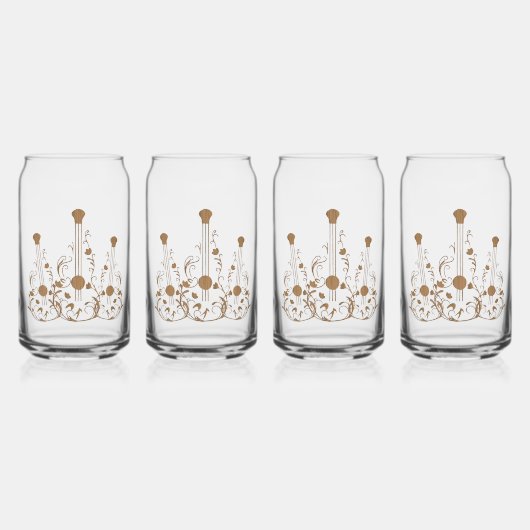 Gescrolde houten gitaren blikvorm glas (Voorkant)
