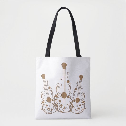 Gescrolde houten gitaren tote bag (Voorkant)