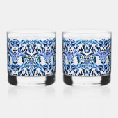 Gescrolleerd Blad Blauw Whisky Glas (Achterkant)