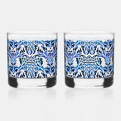 Gescrolleerd Blad Blauw Whisky Glas (Rechts)