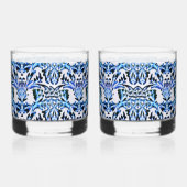 Gescrolleerd Blad Blauw Whisky Glas (Links)