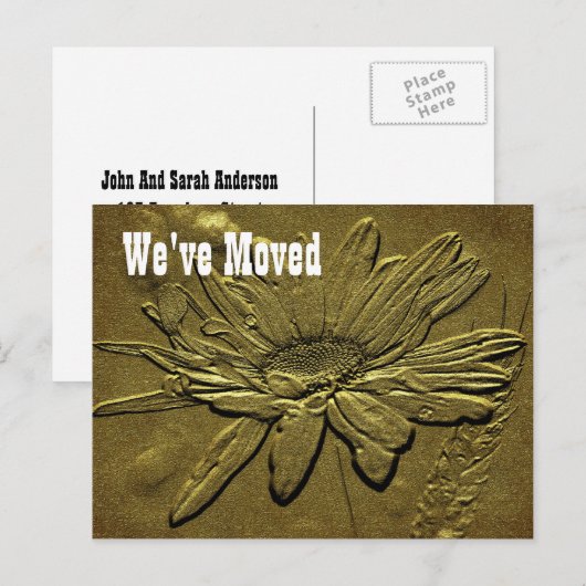 Gesculpte Daisy New Address Floral Briefkaart (Voorkant / Achterkant)