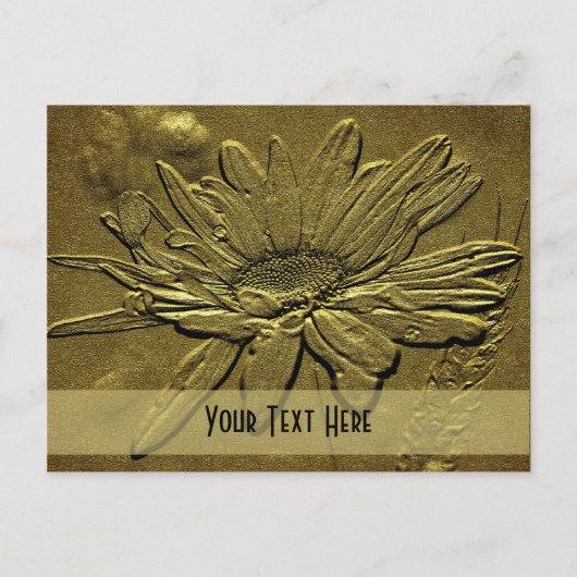 Gesculpte Gold Daisy Floral Briefkaart (Voorkant)