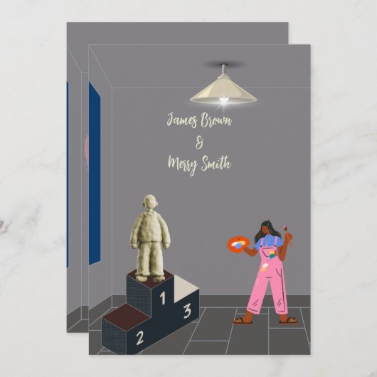 Gesculpteerd door Liefde bruiloft Kaart (Voorkant / Achterkant)