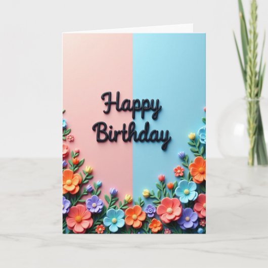 Gesculptuurde bloem schrift kaart (Voorkant)