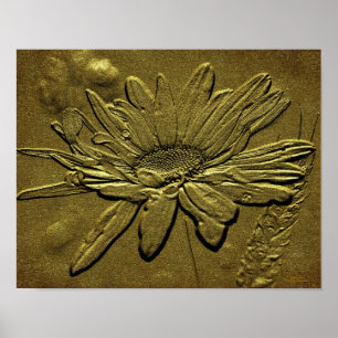 Gesculptuurde Gouden Madeliefje Bloem Poster