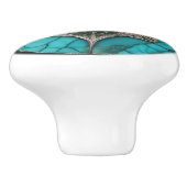 Gesculptuurde metaal en turquoise modern keramische knop (Zijkant)