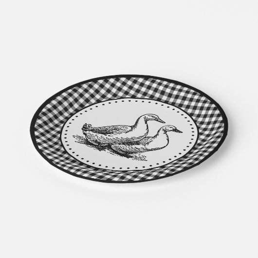 Gese Gingham Papieren Bordje (Gekanteld)