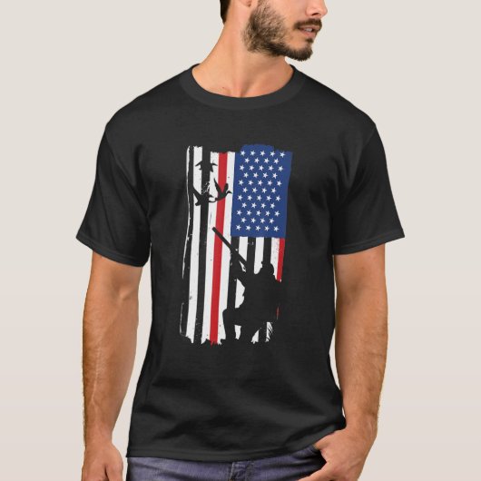 Gese Hunter Us Flag Goose Hunting T-shirt (Voorkant)