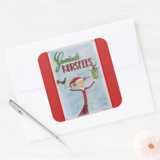 Geseende Kersfees Vierkante Sticker (Envelop)
