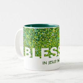 GESEGEND In Jezus' Naam | Stijlvolle GROENE Glitte Tweekleurige Koffiemok