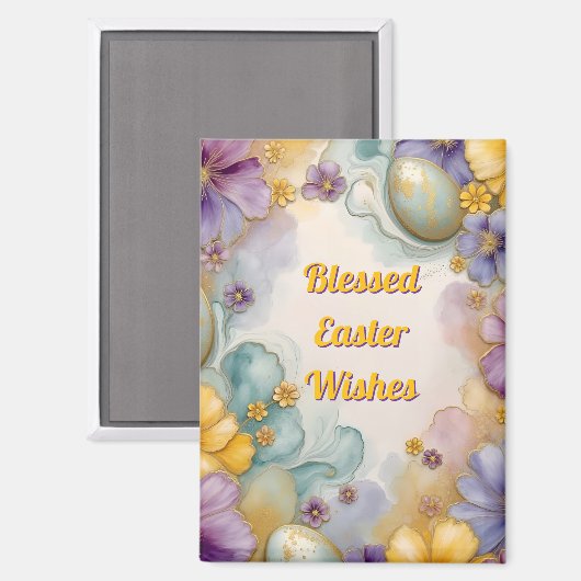 ~ GESEGEND PASEN ~ Eieren Bloemen ~ Magneet (Voorkant / Achterkant)