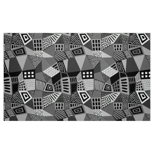 Gesegmenteerd Abstract 070717 - Zwart-wit Stof (Fat Quarter)