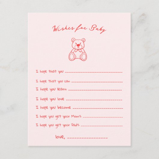 Geselecteerd Schattige Beer Baby shower Informatiekaartje (Voorkant)