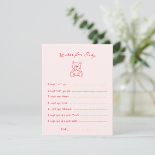 Geselecteerd Schattige Beer Baby shower Informatiekaartje (Staand voorkant)