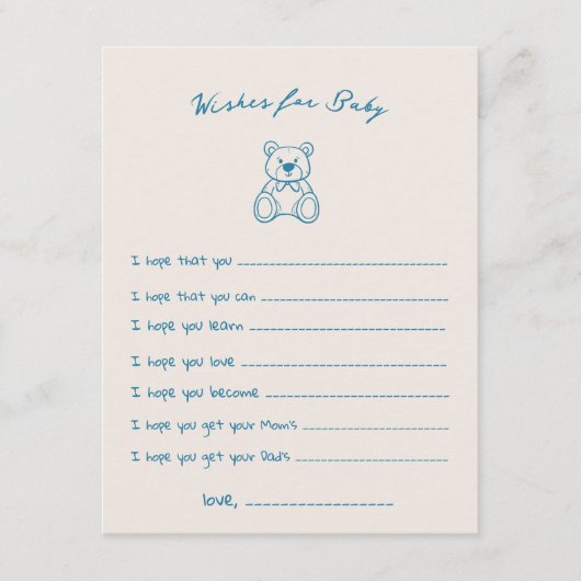 Geselecteerd Schattige Beer Baby shower Informatiekaartje (Voorkant)