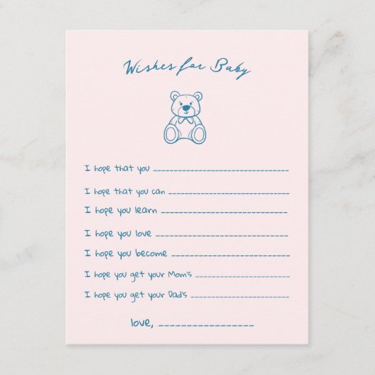 Geselecteerd Schattige Beer Baby shower Informatiekaartje (Voorkant)