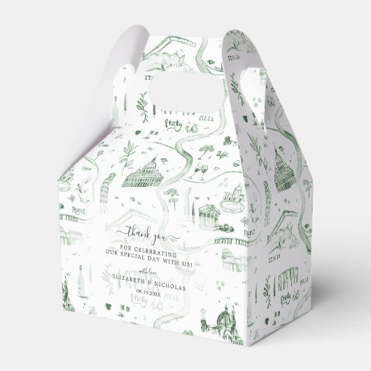 Geselecteerde geïllustreerde kaart van Italië | Br Bedankdoosjes (Voorkant Zijde)