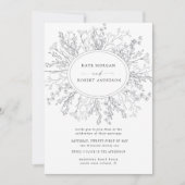 Geselecteerde moderne bloemenkrans bruiloft uitnod (Voorkant)