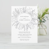 Geselecteerde moderne bloemenkrans bruiloft uitnod (Staand voorkant)