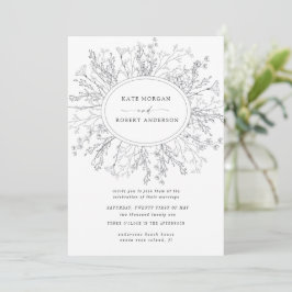 Geselecteerde moderne bloemenkrans bruiloft uitnod