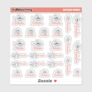 Geselecteerde pioenrozen Aangepaste naamlabels   S Sticker