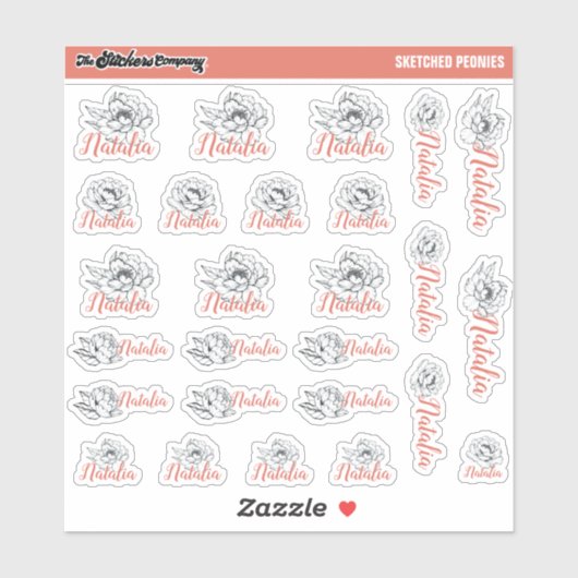 Geselecteerde pioenrozen Aangepaste naamlabels | S Sticker (Vel)